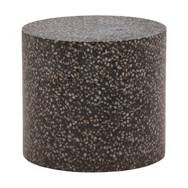 Karina Living Bravo Outdoor Side Table - Modern Black Concrete Terrazzo for Stylish Patios & Versatile Spaces DOV14516-BLCK