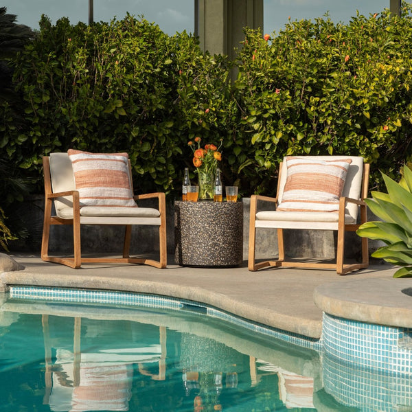 Karina Living Bravo Outdoor Side Table - Modern Black Concrete Terrazzo for Stylish Patios & Versatile Spaces DOV14516-BLCK