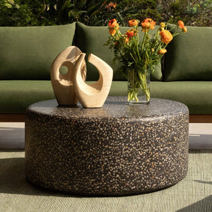 Karina Living Damira Modern Black Concrete Terrazzo Outdoor Coffee Table - Durable, Stylish, Low-Profile Design DOV14517-BLCK