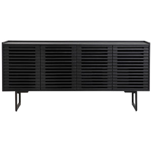 Dovetail Moblin Sideboard Matte Black Finish Mango Wood and Metal Legs DOV15090