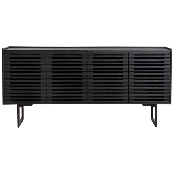 Dovetail Moblin Sideboard Matte Black Finish Mango Wood and Metal Legs DOV15090