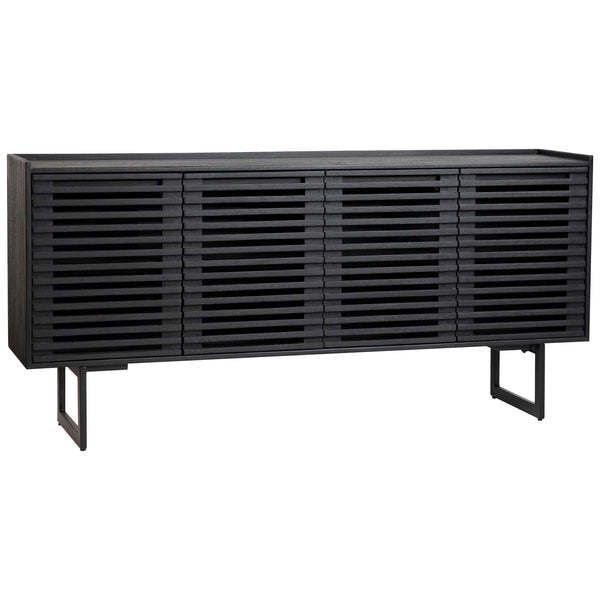 Dovetail Moblin Sideboard Matte Black Finish Mango Wood and Metal Legs DOV15090