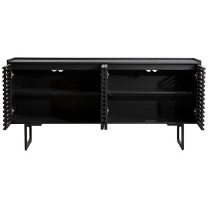 Dovetail Moblin Sideboard Matte Black Finish Mango Wood and Metal Legs DOV15090