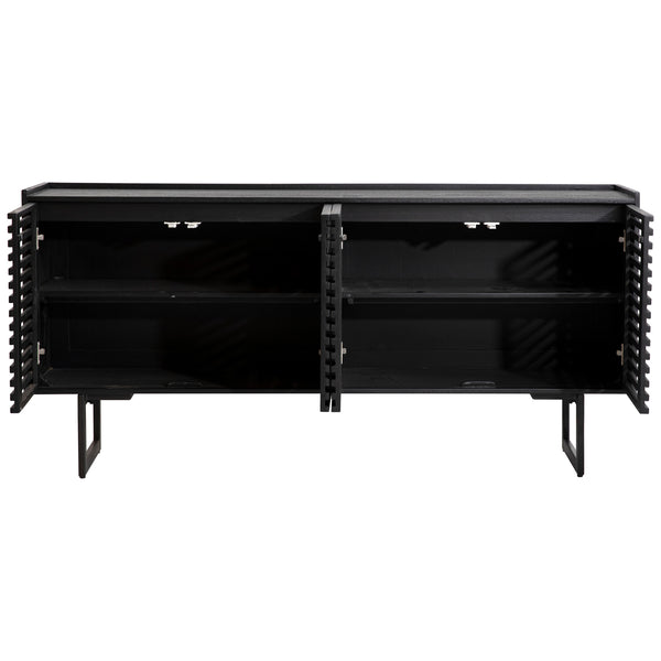 Dovetail Moblin Sideboard Matte Black Finish Mango Wood and Metal Legs DOV15090