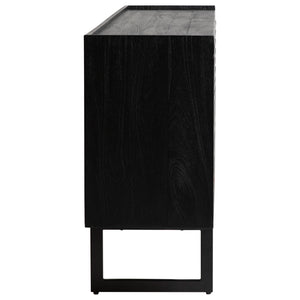 Dovetail Moblin Sideboard Matte Black Finish Mango Wood and Metal Legs DOV15090