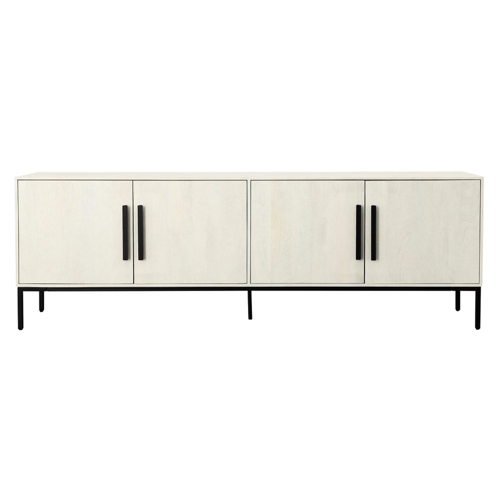 Dovetail Hepworth Sideboard Mango Wood - Antique Whitewash and Black Metal 