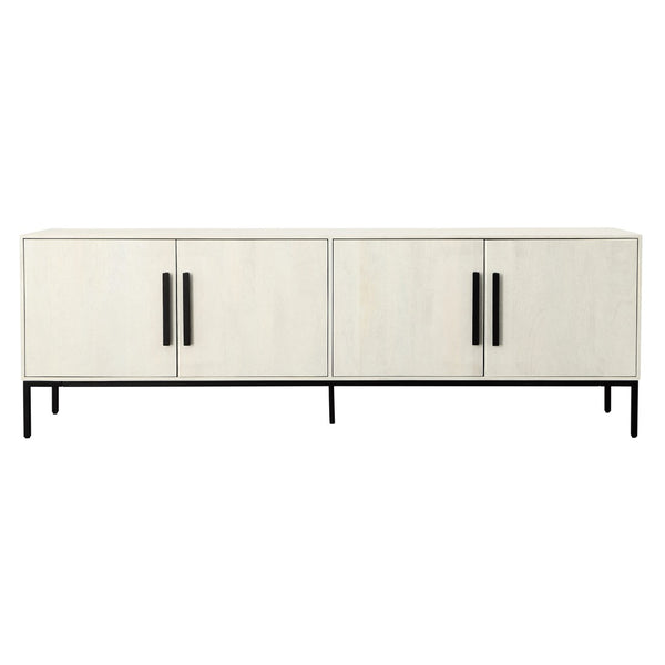 Dovetail Hepworth Sideboard Mango Wood - Antique Whitewash and Black Metal 