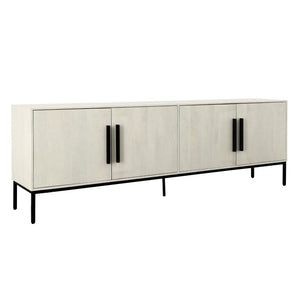 Dovetail Hepworth Sideboard Mango Wood - Antique Whitewash and Black Metal 