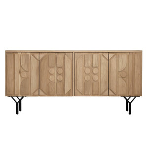 Dovetail Boise Sideboard German Oak Wood and Metal - Natural and Black
