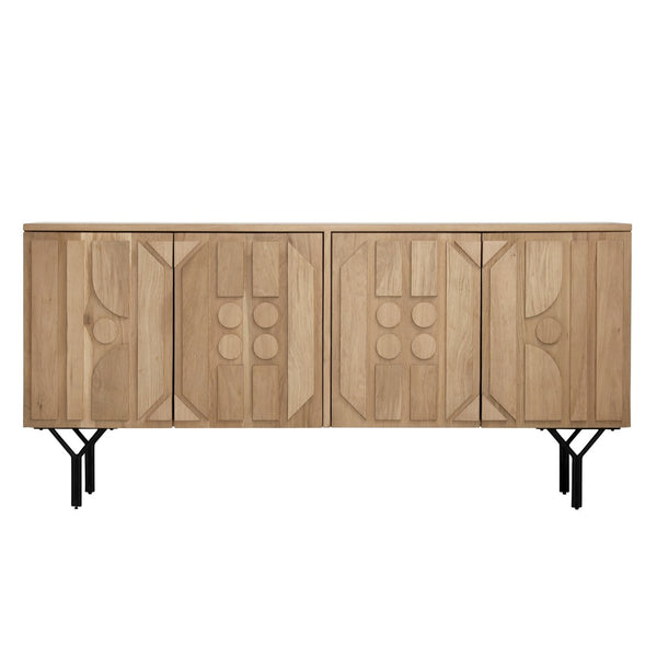 Dovetail Boise Sideboard German Oak Wood and Metal - Natural and Black