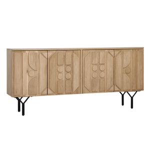 Dovetail Boise Sideboard German Oak Wood and Metal - Natural and Black