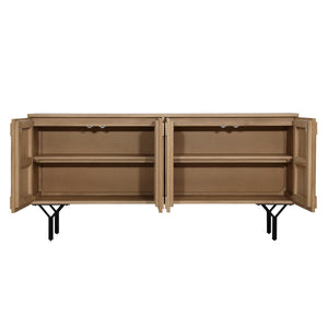 Dovetail Boise Sideboard German Oak Wood and Metal - Natural and Black