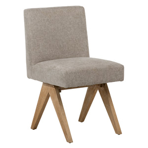 Dovetail Ninette Dining Chair Light Warm Wash Legs with Oatmeal Upholstery Rubberwood Legs and Poly Linen Mix Upholstery DOV17151TP