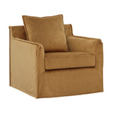Karina Living Swivel Chair Polyester Velvet Upholstery and Birch Wood Frame - Mustard