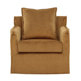 Dovetail Blanc Swivel Chair Polyester Velvet Upholstery and Birch Wood Frame - Mustard