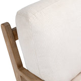 Dovetail Colmar Occasional Chair Corduroy Upholstery and Hardwood Frame - Cream and Light Warm Wash