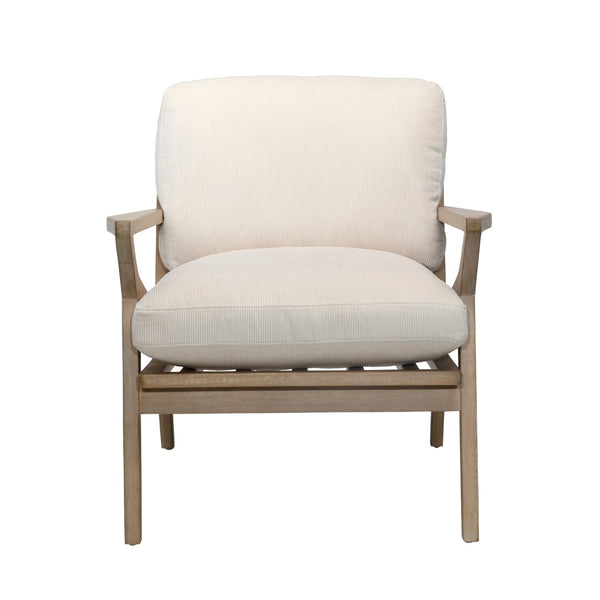 Dovetail Colmar Occasional Chair Corduroy Upholstery and Hardwood Frame - Cream and Light Warm Wash