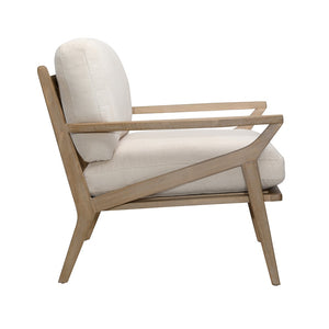 Dovetail Colmar Occasional Chair Corduroy Upholstery and Hardwood Frame - Cream and Light Warm Wash