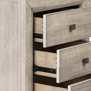 Dovetail Clancy Nightstand Light Grey Washed Sealed Finish Solid Acacia Wood DOV18007