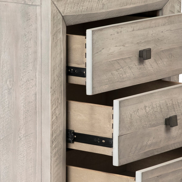 Dovetail Clancy Nightstand Light Grey Washed Sealed Finish Solid Acacia Wood DOV18007