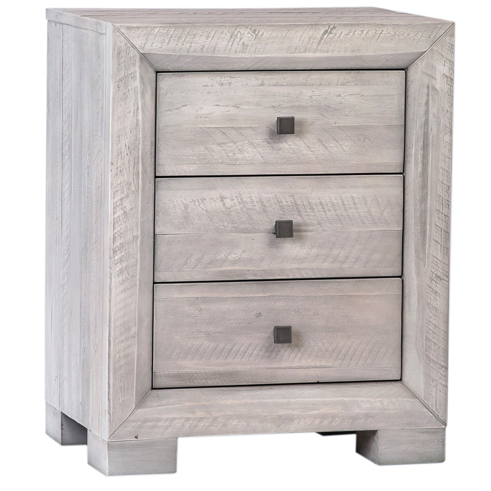 Dovetail Clancy Nightstand Light Grey Washed Sealed Finish Solid Acacia Wood DOV18007