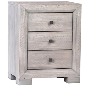 Dovetail Clancy Nightstand Light Grey Washed Sealed Finish Solid Acacia Wood DOV18007