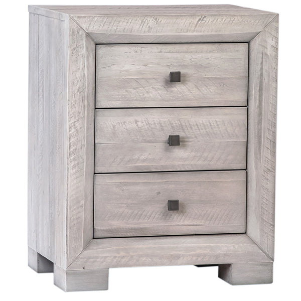 Dovetail Clancy Nightstand Light Grey Washed Sealed Finish Solid Acacia Wood DOV18007