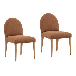 Karina Living Memphis Dining Chairs Set of 2 - Stylish Brown Chenille Upholstery with Solid Oak Frame for Comfort DOV18032-BRWN