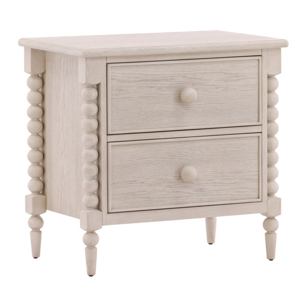 Karina Living Marcellina Nightstand - Contemporary Rubberwood Design with Generous Storage for Modern Bedrooms Whitewash DOV18111-WHTW