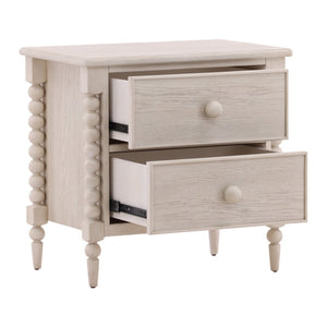 Karina Living Marcellina Nightstand - Contemporary Rubberwood Design with Generous Storage for Modern Bedrooms Whitewash DOV18111-WHTW