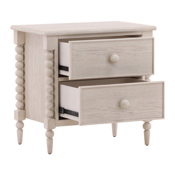 Karina Living Marcellina Nightstand - Contemporary Rubberwood Design with Generous Storage for Modern Bedrooms Whitewash DOV18111-WHTW
