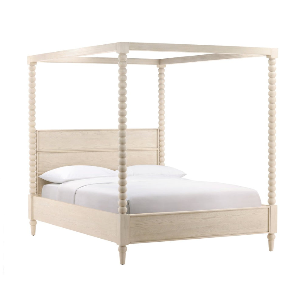 Karina Living Marcellina King Bed in Whitewash - Elegant Coastal Design, Solid Rubberwood, Timeless Style & Durability DOV18113EK-WHTW
