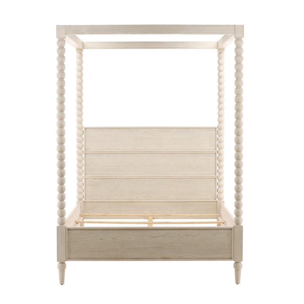 Karina Living Marcellina Queen Bed in Whitewash – Timeless Elegance with Sturdy Design & Coastal Aesthetic Charm DOV18113Q-WHTW