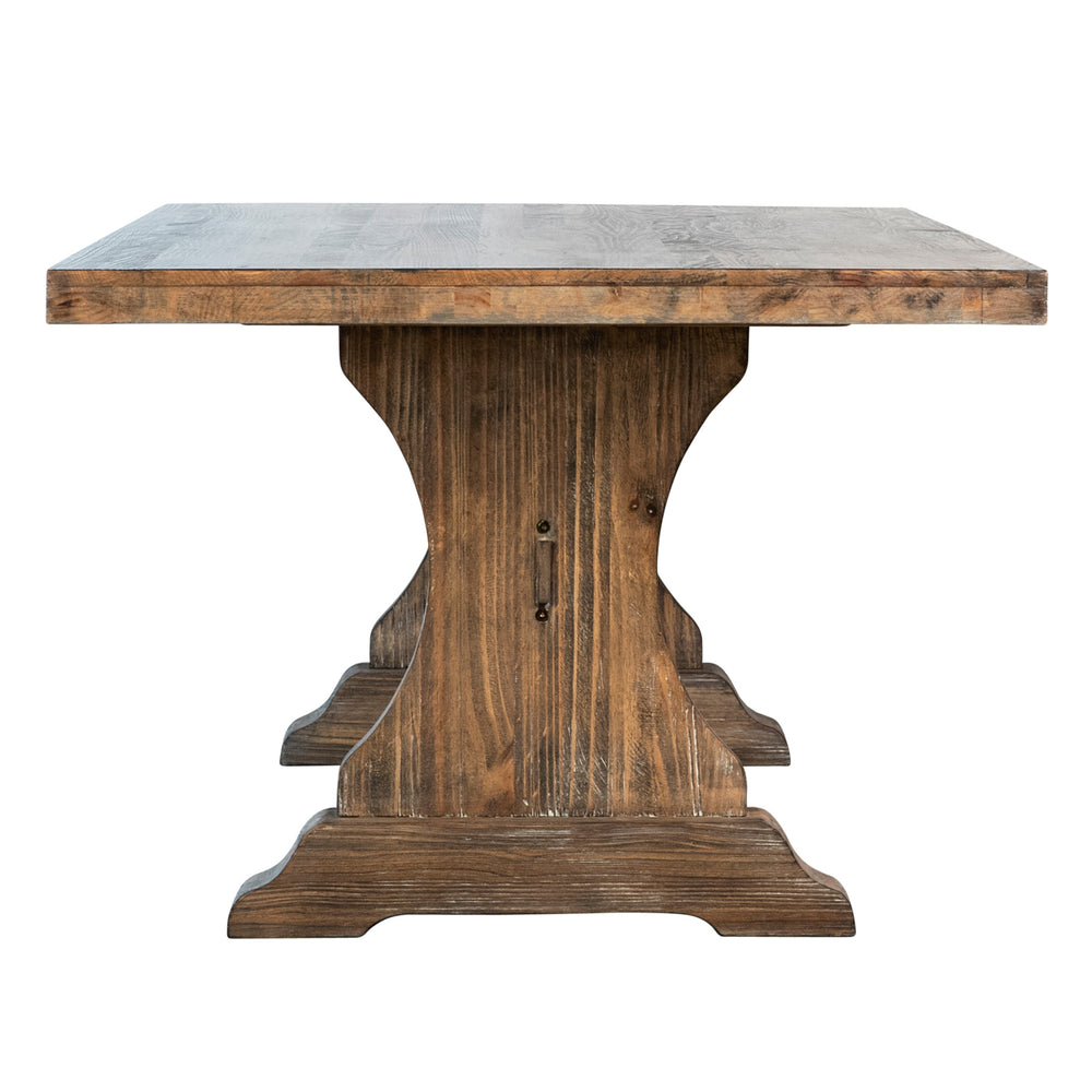 Dovetail Alano Dining Table Antique Brown Sealed Finish Reclaimed Pine Wood DOV18134