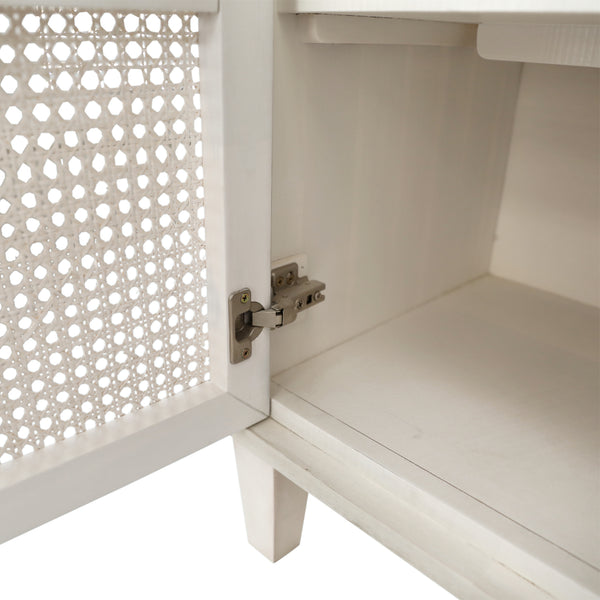 Dovetail Lugano Sideboard White Wash Whitewash Acacia Wood and Cane DOV18159