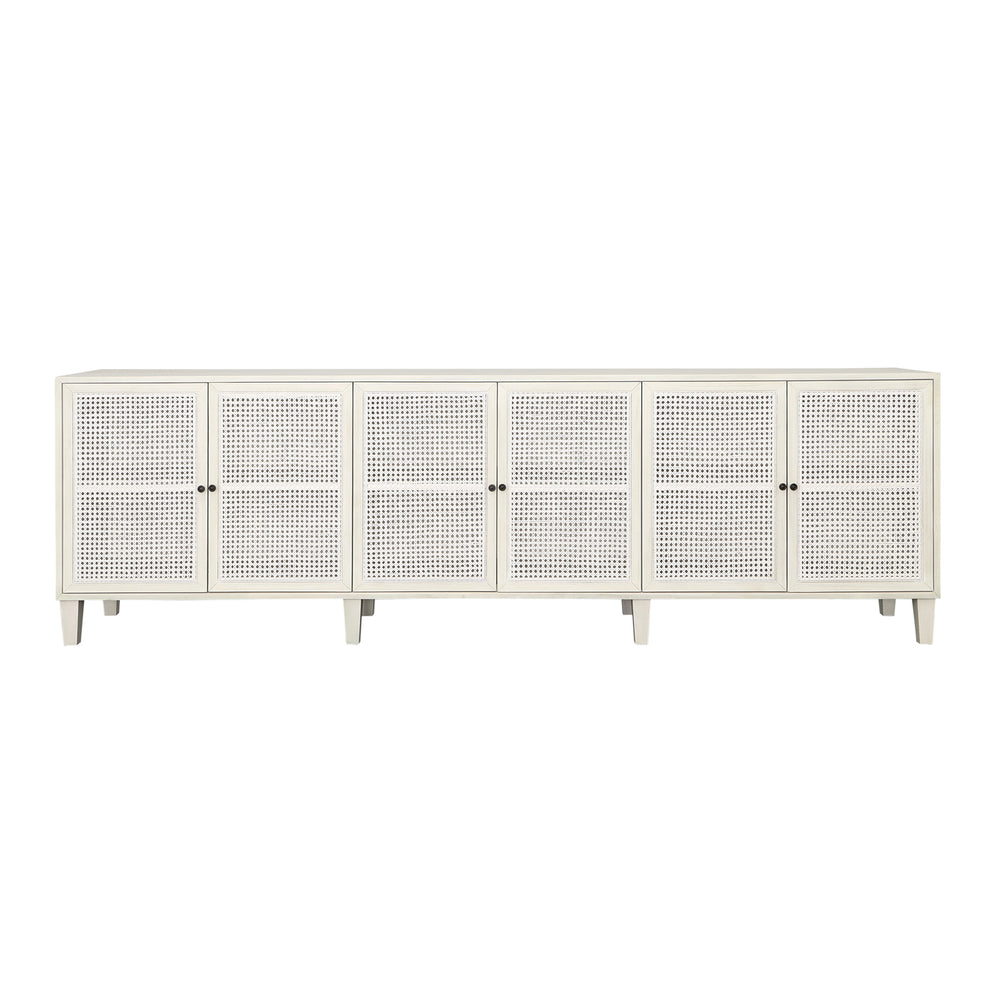 Dovetail Lugano Sideboard White Wash Whitewash Acacia Wood and Cane DOV18159