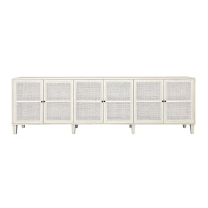 Dovetail Lugano Sideboard White Wash Whitewash Acacia Wood and Cane DOV18159
