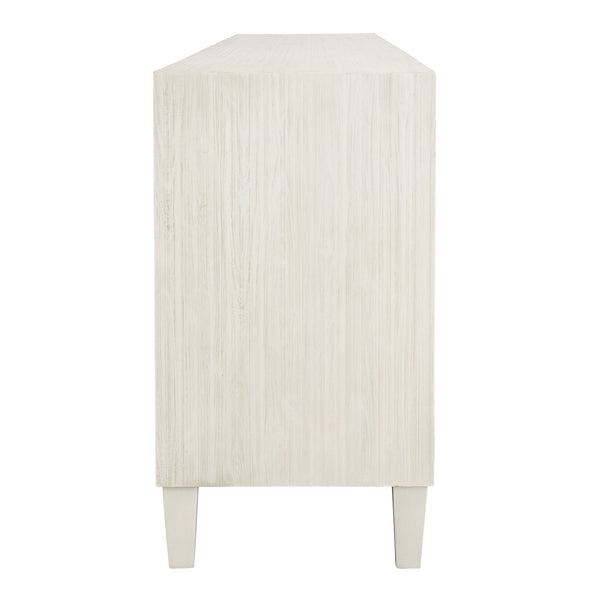 Dovetail Lugano Sideboard White Wash Whitewash Acacia Wood and Cane DOV18159