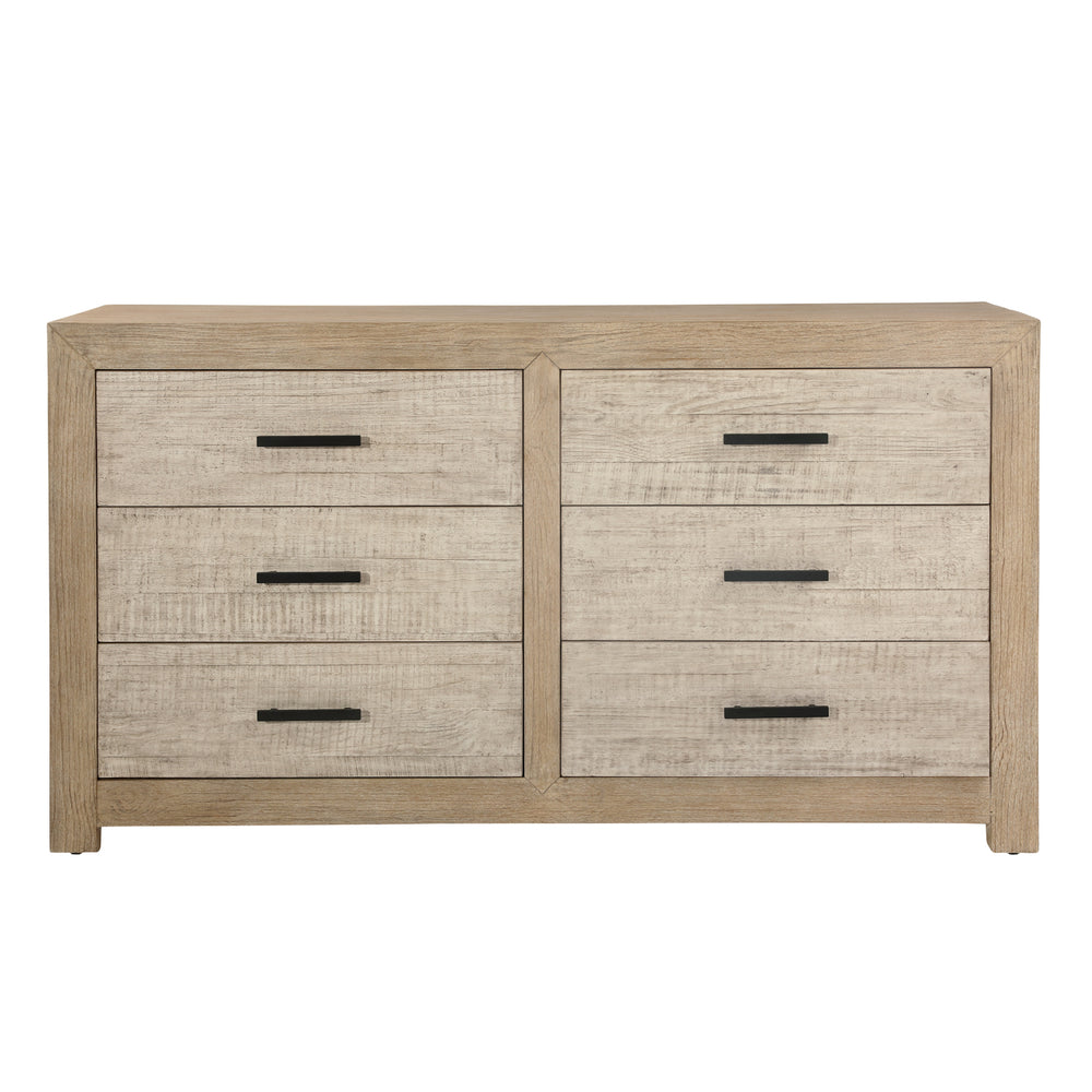 Dovetail Roux Dresser Light Warm Wash Light and Grey Warm Wash Finish Solid Pine Wood and Pine Veneer DOV18162-LTWW