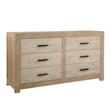 Dovetail Roux Dresser Light Warm Wash Light and Grey Warm Wash Finish Solid Pine Wood and Pine Veneer DOV18162-LTWW