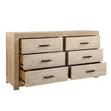 Dovetail Roux Dresser Light Warm Wash Light and Grey Warm Wash Finish Solid Pine Wood and Pine Veneer DOV18162-LTWW