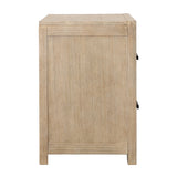 Dovetail Roux Double Drawer Nightstand Light Warm Wash Light and Grey Warm Wash Finish Solid Pine Wood and Pine Veneer DOV18163-LTWW