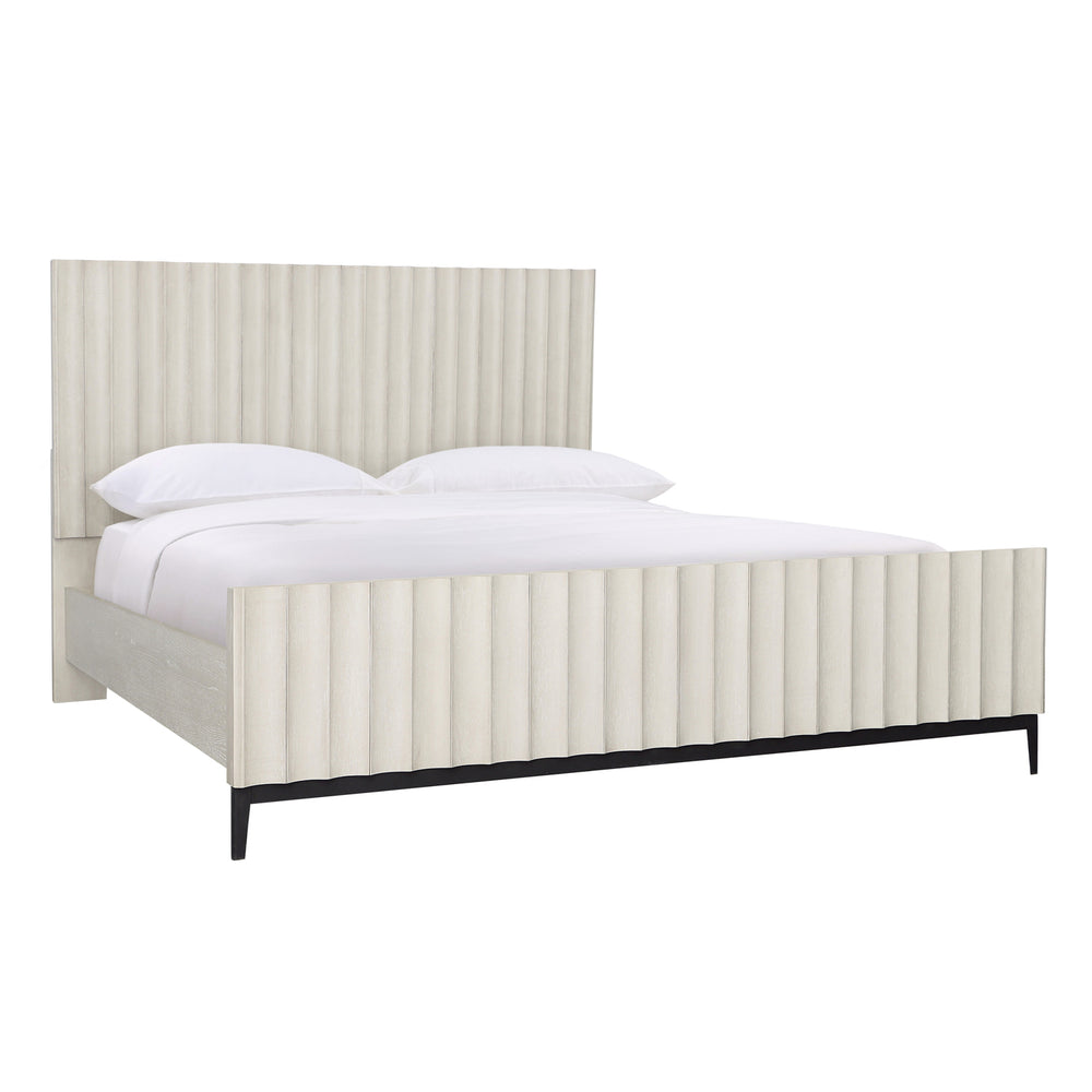 Dovetail Silvia Bed East King Light Grey Light Grey Wash Rubber Wood and Oak Veneer DOV18166EK-LTGY