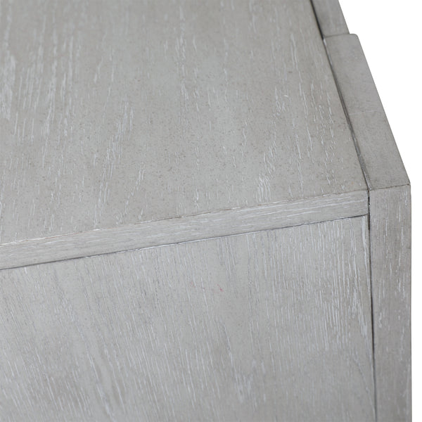 Dovetail Maiya Side Board Light Grey Light Grey Wash Rubber Wood and Oak Veneer DOV18169-LTGY