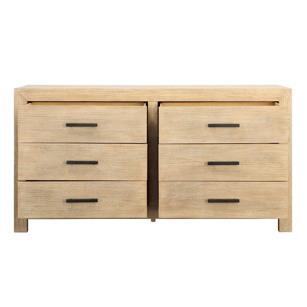 Dovetail Emmalyn Dresser Rubber Wood and Oak Veneer - Light Warm Wash and Black