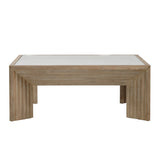 Dovetail Marva Coffee Table Light Warm Wash Light Warm Wash Finish Pine Wood and Glass Top DOV18180-LTWW