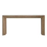 Dovetail Marva Console Table Light Warm Wash Light Warm Wash Finish Pine Wood and Glass Top DOV18181-LTWW