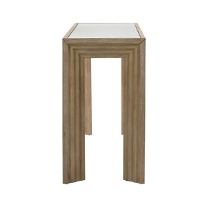 Dovetail Marva Console Table Light Warm Wash Light Warm Wash Finish Pine Wood and Glass Top DOV18181-LTWW