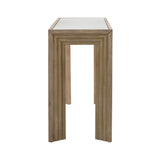 Dovetail Marva Console Table Light Warm Wash Light Warm Wash Finish Pine Wood and Glass Top DOV18181-LTWW