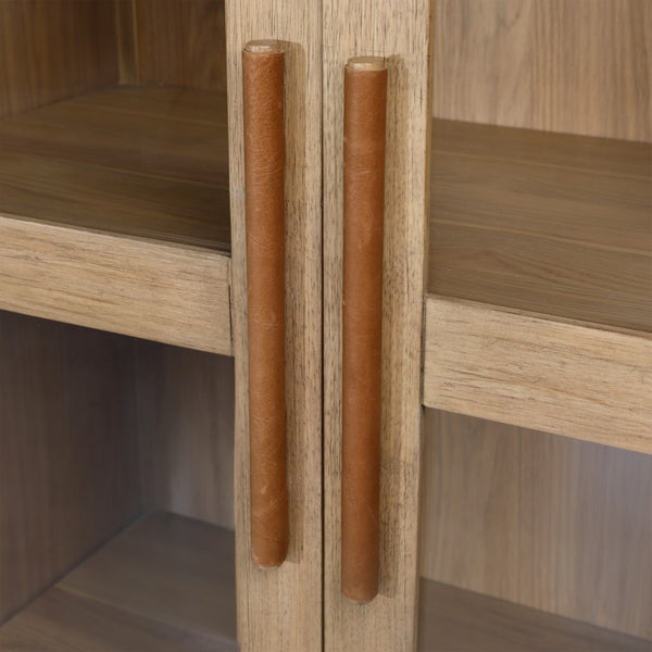Dovetail Malone Cabet Rubber Wood, Oak Veneer and Glass - Natural 